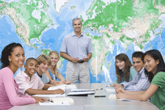 Professor X and his students preparing their program.